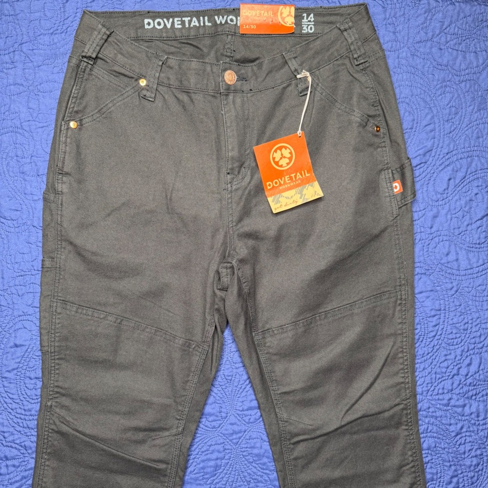 Dovetail Workwear Day Construct Pants Utility Brown Womens 14/30 Double Knee NWT